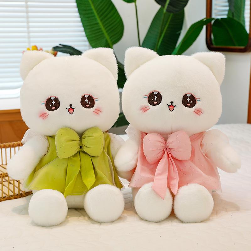 Cute Princess Cat Plush Toy Doll Cartoon Bow Dress Cat Doll Throw Pillow Girl Gift