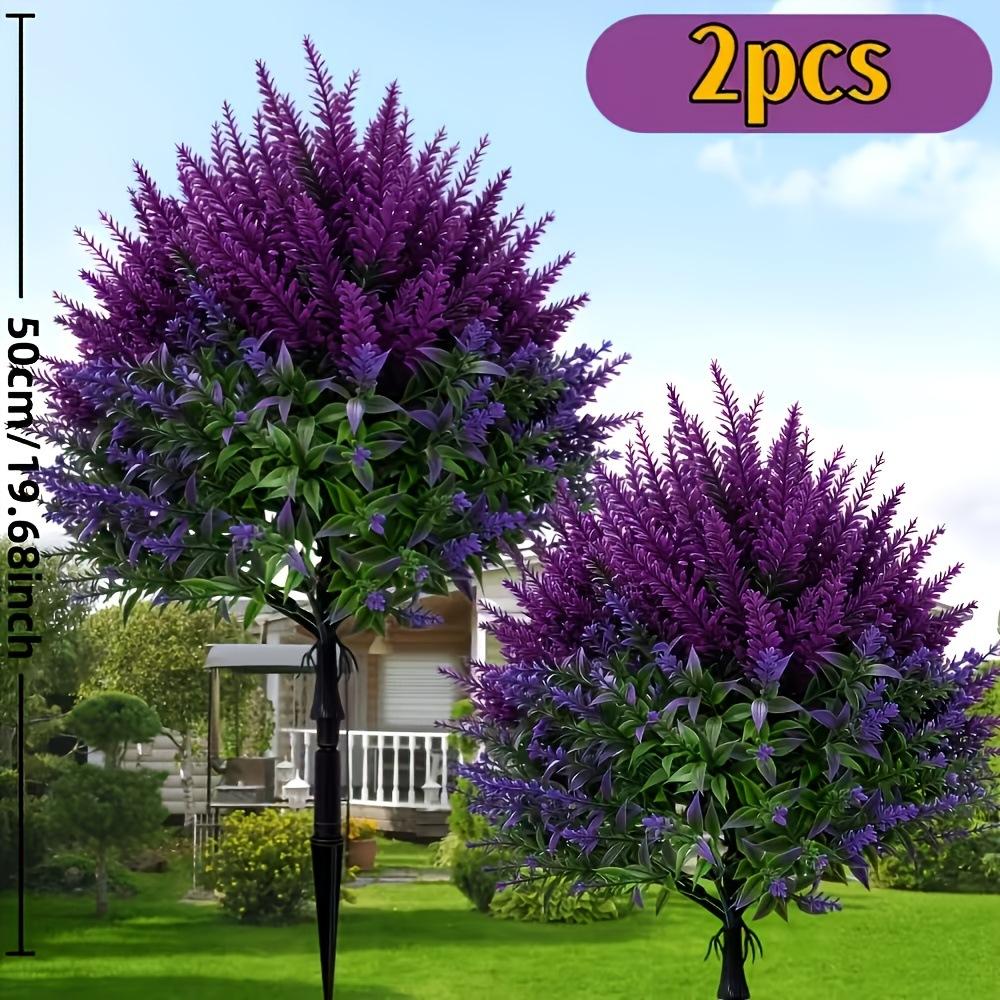 Artificial Lavender Stakes Outdoor Garden Plastic Plants Flowers Yard Lawn Path Decorative Shrubs