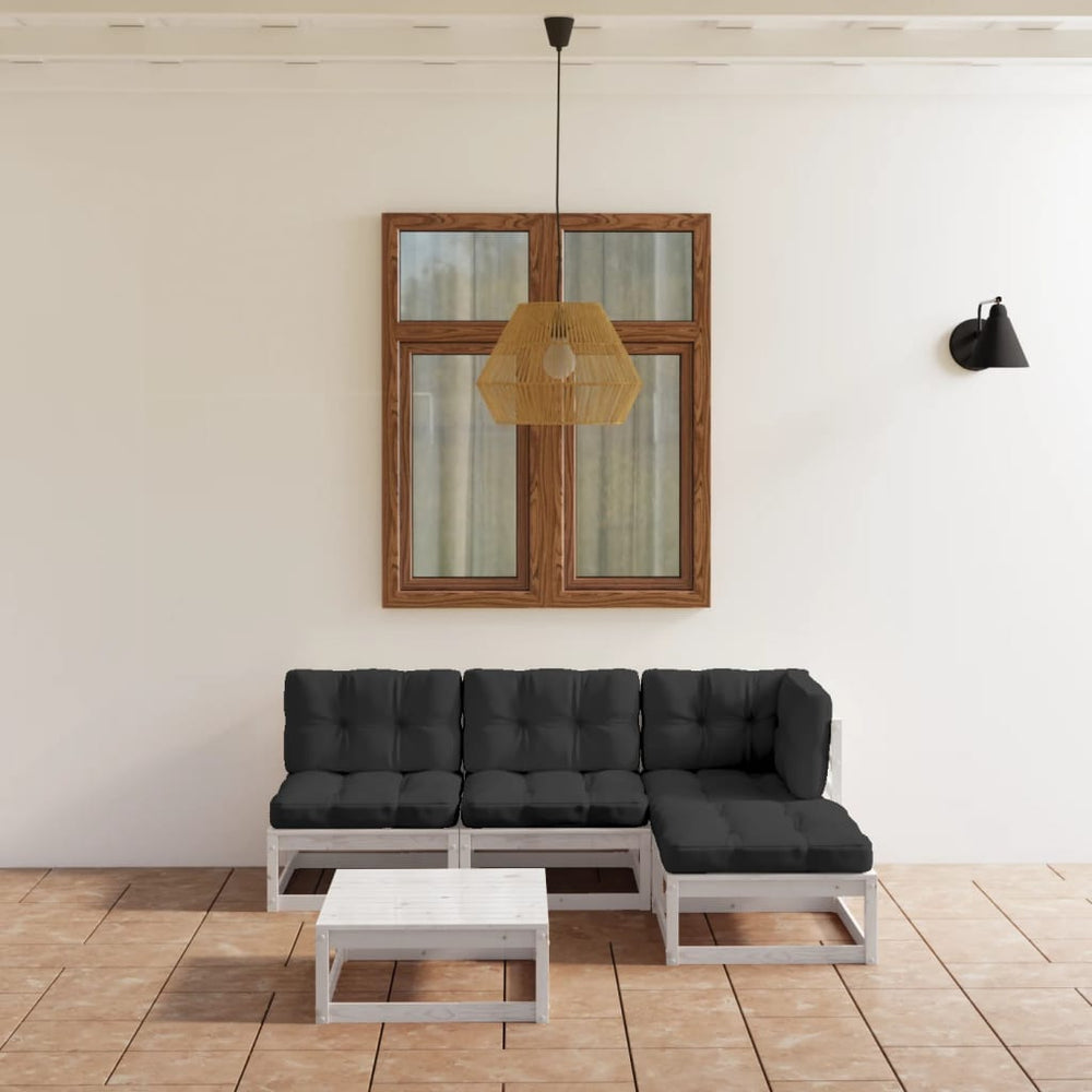 5 Pcs Garden Set with Cushions Solid Pine Wood