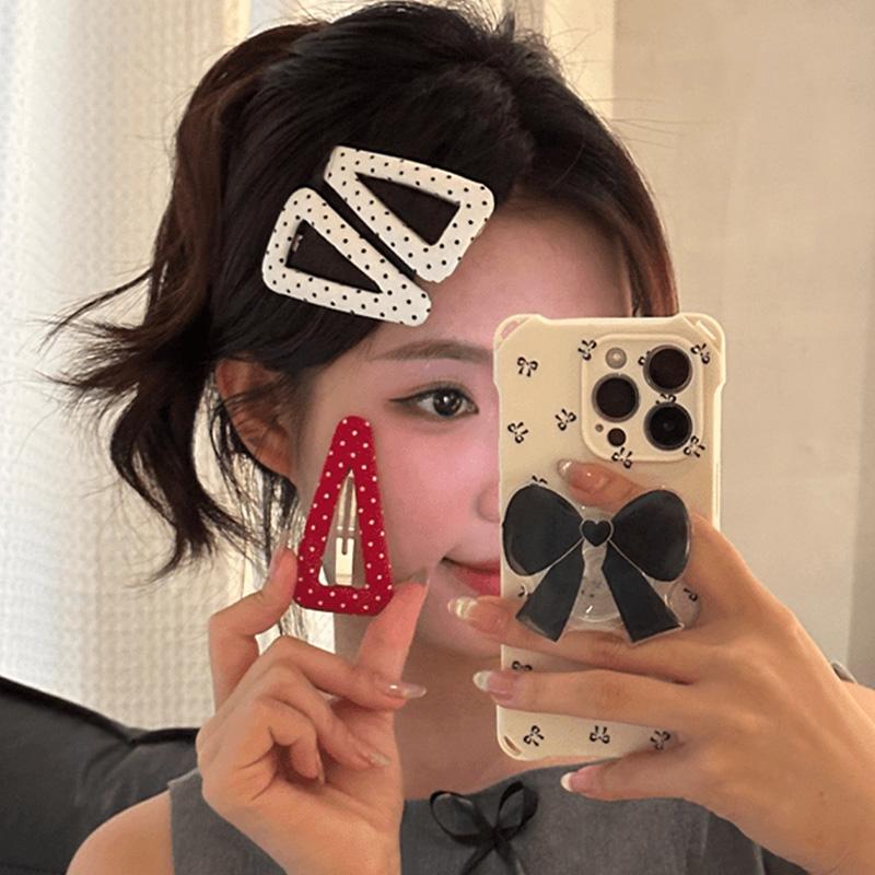 6pcs Fashion Fabric Polka Dot Triangle Hair Clip for Girls Barrettes Sweet Bangs Clips Hairpin Headwear Women Hair Accessories