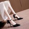 One-word Buckle Black High Heels Women's 2025 New Spring and Summer Stiletto Bow Niche Design Single Shoes Women