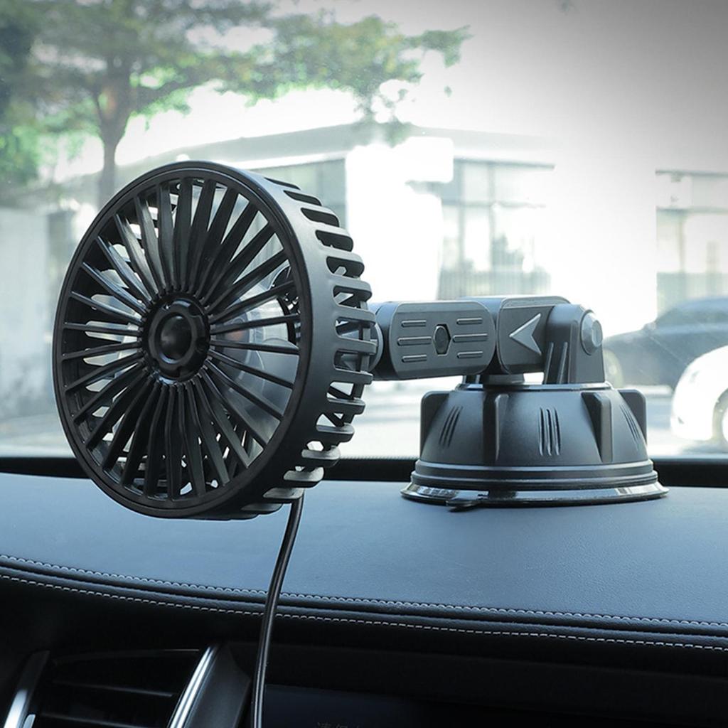 Small Car Fan Lightweight Suction Cooler For Vehicle 3 Speed Adjustable Fan With Rotating Head For Car Camping Travel
