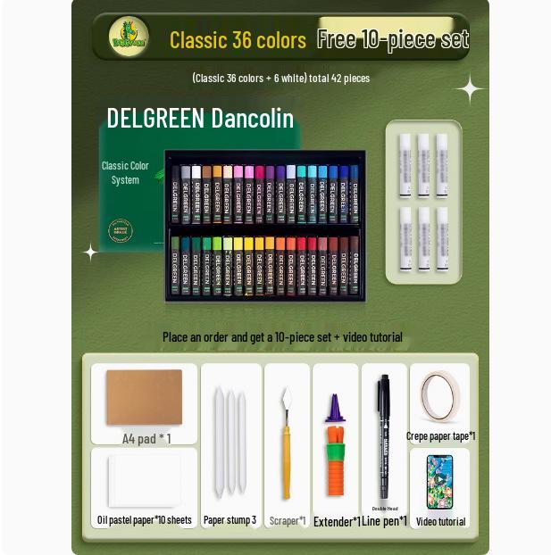 Dan Ke Lin Third Gen Super Soft 36-Color Oil Pastel Set - Advanced Gray White Oil-Based Crayons