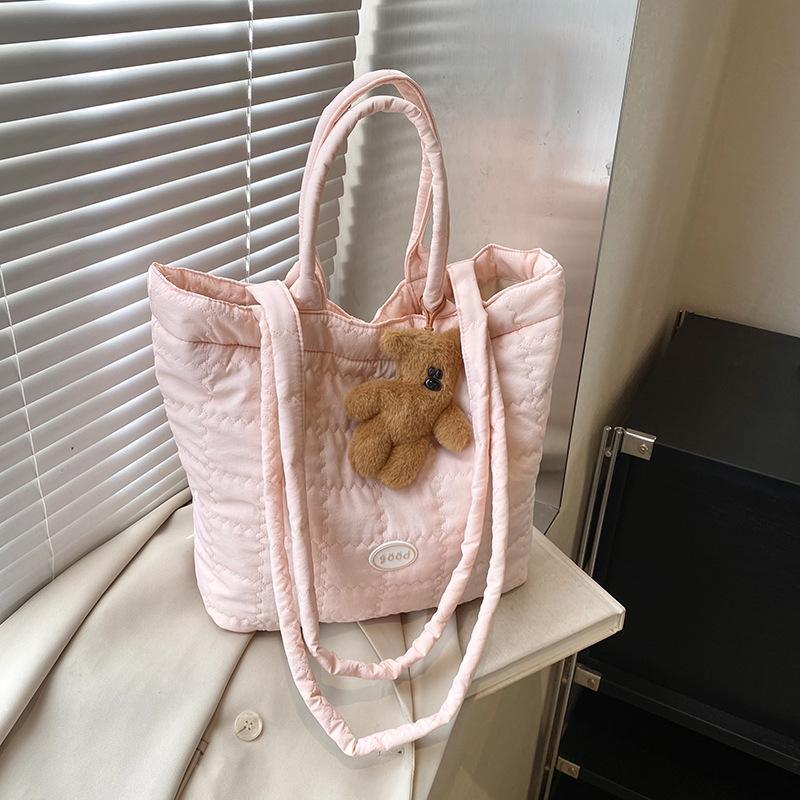 2025 Trend Plaid Cotton Large Capacity Women's Shoulder Tote Bag