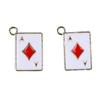 Gold Enamel Pendants Heart Shape Block Poker Card Charms  DIY Jewelry Making
