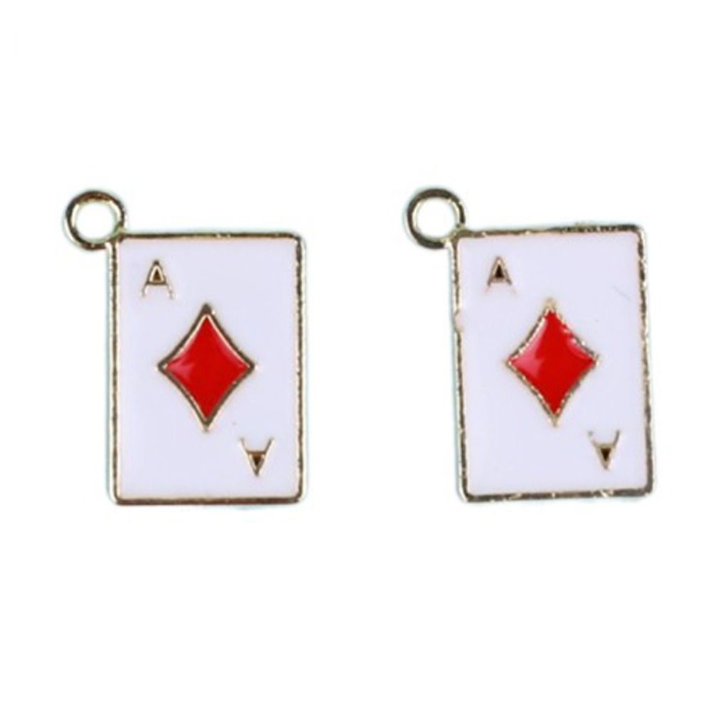 Gold Enamel Pendants Heart Shape Block Poker Card Charms  DIY Jewelry Making