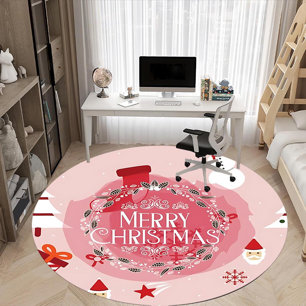 1pc Christmas Ornament Office Round Rug, Non-slip, Soft and Durable Office Rug for Interior Decoration, Perfect for Office, Beautiful Decoration Yy260