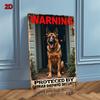 Vintage German Shepherd Warning Iron Sign  Protected by German Shepherd Security Notice Retro Wall Decor for Porch Yard
