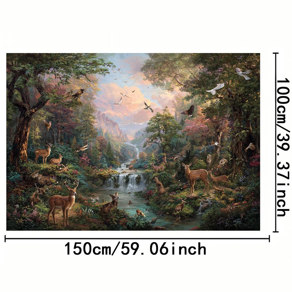 2D Flat Surface, 1 Piece. "Peaceful Forest Nature Theme Background Fabric, Suitable for Photography or Event Decoration"