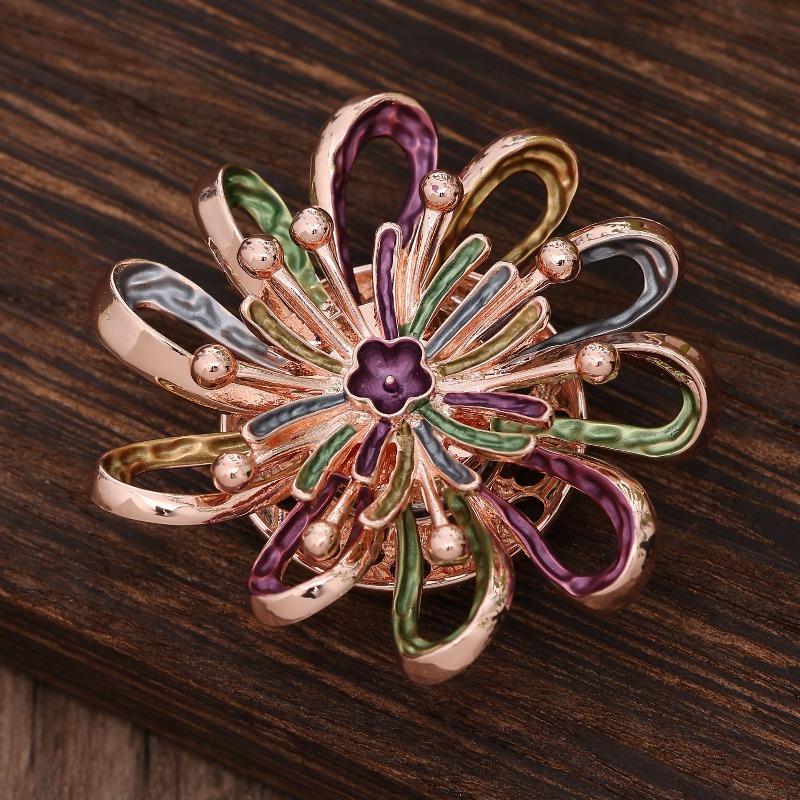 Heiß verkaufende emailierte geometrische Blume magnetische Brosche, modische kreative Blumenbrosche für Damen