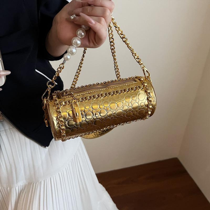 Patent Leather Glossy Women's Bag, Rhombus Embroidery Thread, High-quality Texture Women's Chain Bag, Trendy Versatile Women's Messenger Bag