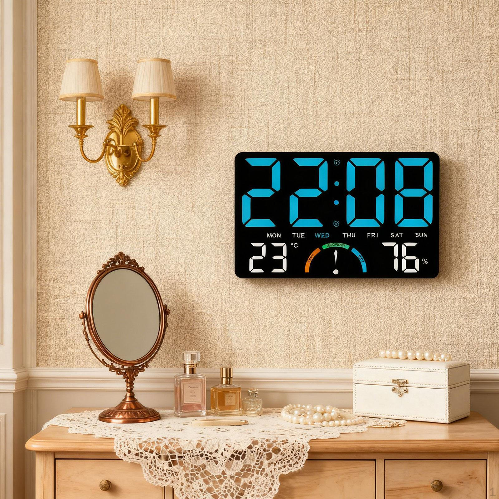 

Alarm Clock 5 Adjustable Brightness Electronic for Bedroom Indoor Restaurant Office синій