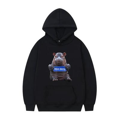 Cute Funny Baby Pygmy Hippo Moo Deng Meme Hoodie Men Women Casual Oversized Hooded Tracksuit Men's Fashion Brand Cotton Hoodies