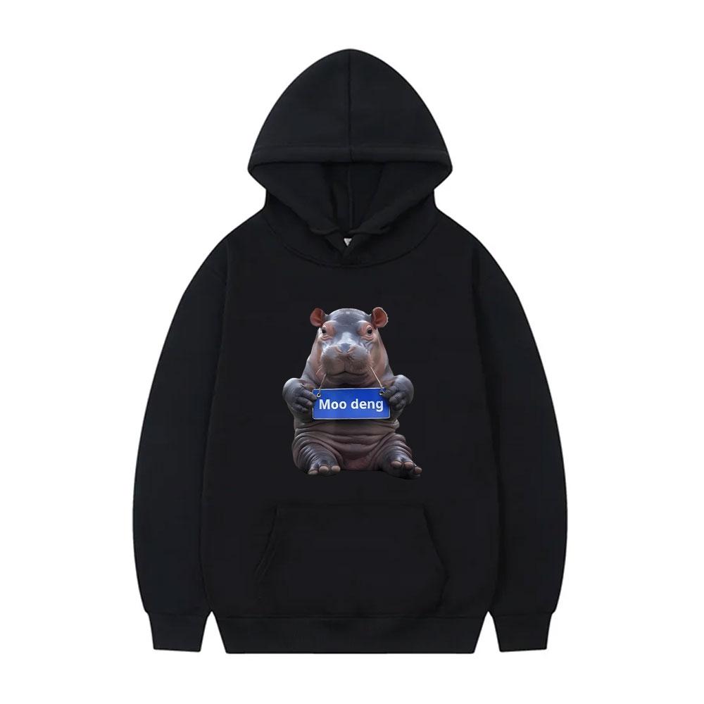 

Cute Funny Baby Pygmy Hippo Moo Deng Meme Hoodie Men Women Casual Oversized Hooded Tracksuit Men s Fashion Brand Cotton Hoodies 3XL
