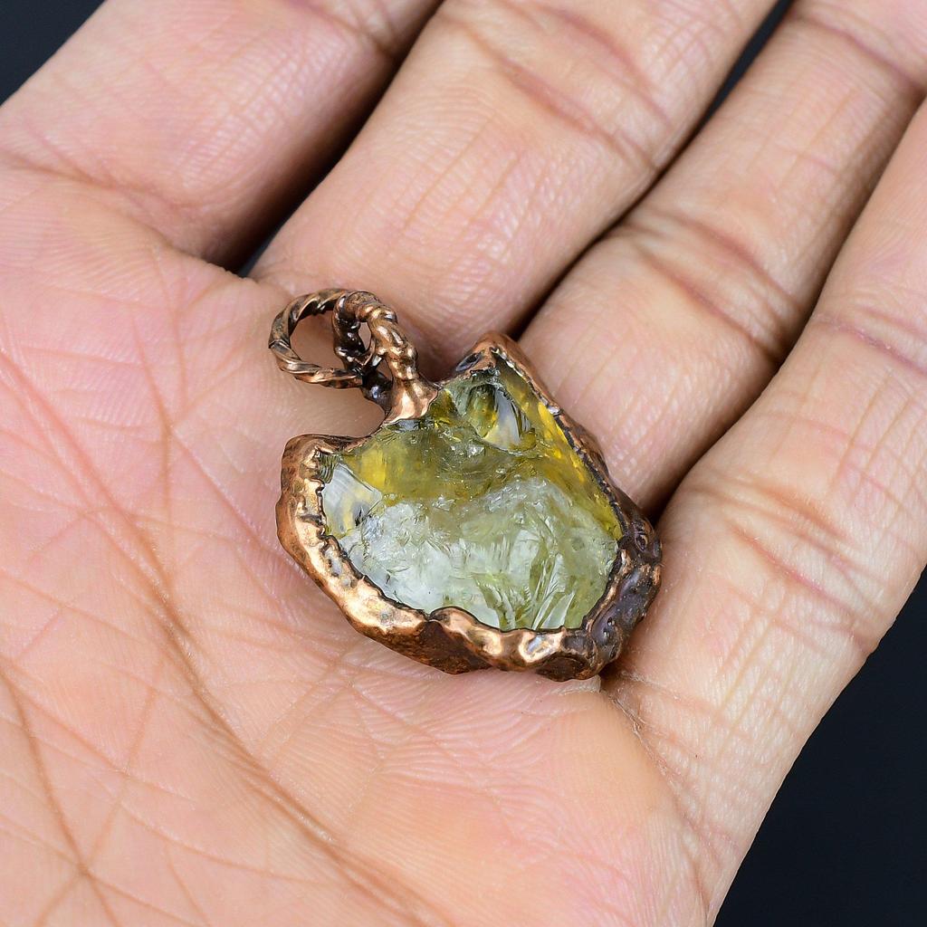 Citrine Pendant, Copper Electroformed Gemstone Jewelry, Handmade Pendant, For Thanksgiving