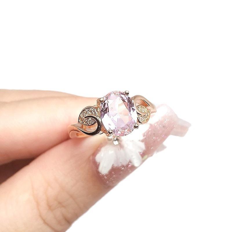Temperament Retro Rebe Mann Puder Kristallring Damen Blattkante Lila Stein Öffnung Verstellbar Farbe Schatz