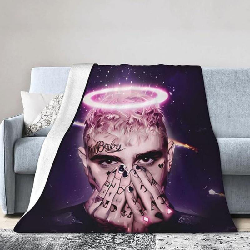 Lil Peep Cry BB Fleece Blanket Rapper Lil Peep Merch Throw Blanket Space Gift For Fan Warm Winter Throw Custom blankets Size: 75*100cm, Weight: 230 GSM