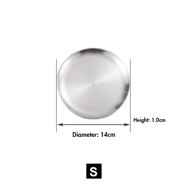 

Многоразовые обеденные тарелки из нержавеющей стали 304, прочные металлические круглые блюда, плоская сервировочная тарелка для кормления - посуда