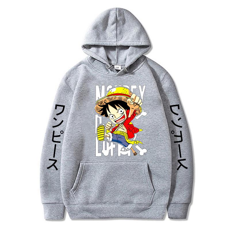 One Piece Luffy Anime Unisex Hooded Pullover Sweatshirt - Korean-Style Casual Long Sleeve Top