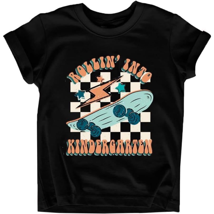 Rollin Into Kindergarten Shirt Boys Girls First Day of Kindergarten T Shirts Little Kids Tee Top S