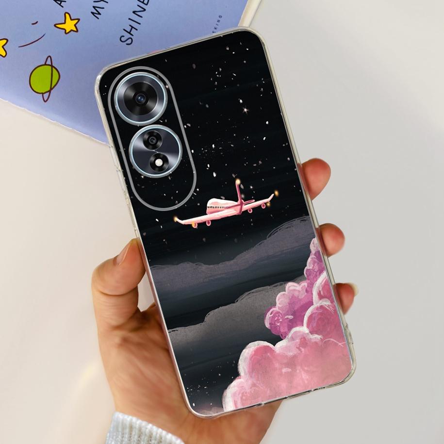 For OPPO A60 4G Case CPH2631 Cute Cat Cartoon Transparent TPU Silicone Soft Slim Cover For OPPO A60 A 60 OPPOA60 2024 Bumper New