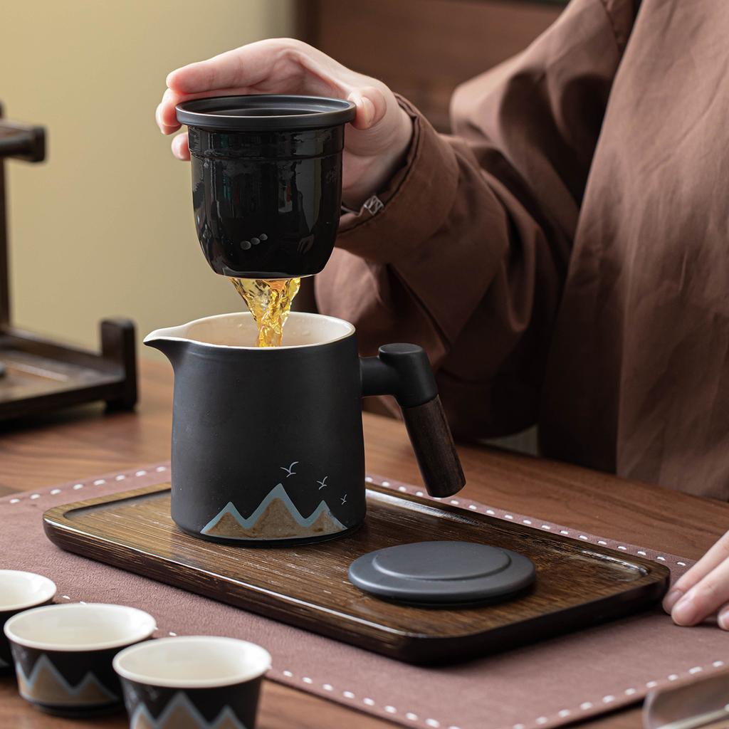 Thousand Miles Jiangshan Ceramic Tea Set, One Pot, Four Cups, One Can, Gift Box, Annual Meeting Company Business Companion