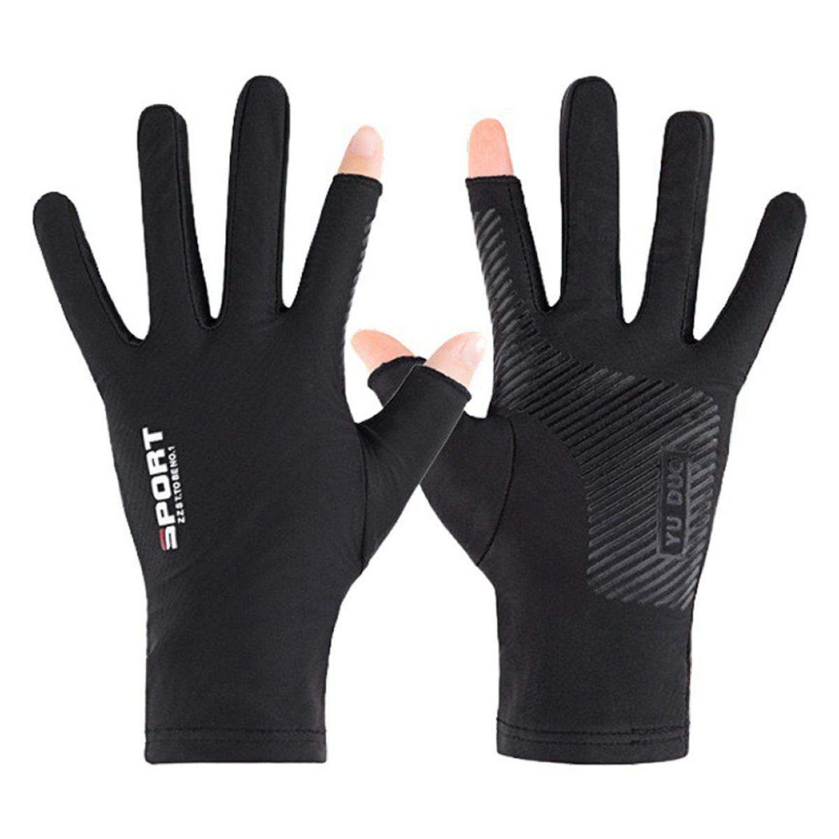 

Ice Silk Halffinger Cycling Gloves for Men and Women Outdoor Sports Fitness Driving Fishing Highelastic Comfortable one size чёрный