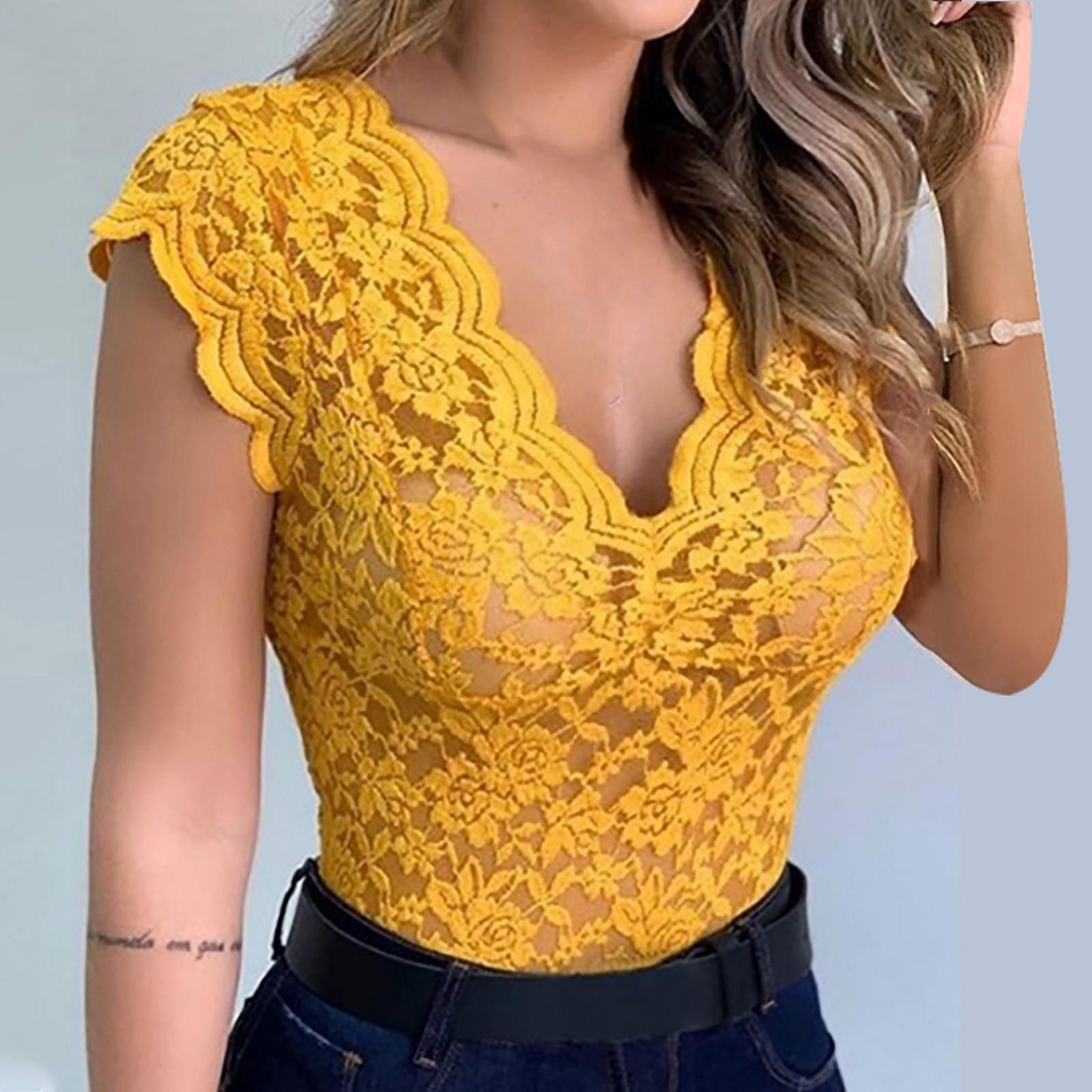 

Женская повседневная сексуальная тонкая однотонная кружевная майка с v-образным вырезом, женское сексуальное кружевное эротическое белье XXXL