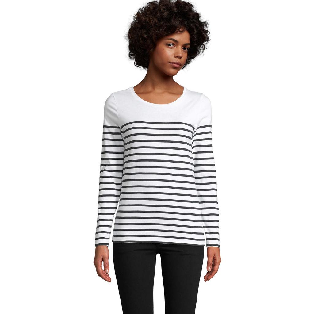 Womens/Ladies Matelot Striped Long-Sleeved T-Shirt
