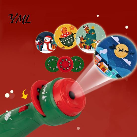 Christmas Theme Projector Light Kids Flashlight with 24/32 Patterns, LED Cartoon Projection Torch, Bedtime Story Lamp Educational Films, Boys