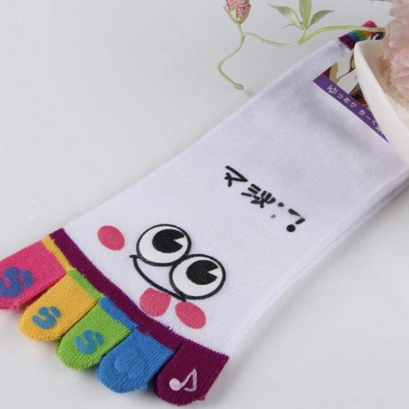 Cute Casual Five-Toed Crew Finger Show Funny Short Cartoon Cotton Socks Breathable Sweat Novelty Toe Socks High Quality