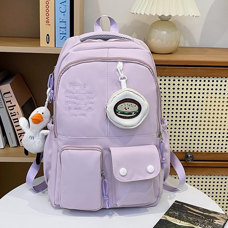 Japanese & Korean Style Large Capacity Color Block Backpack for High & Middle School Girls
