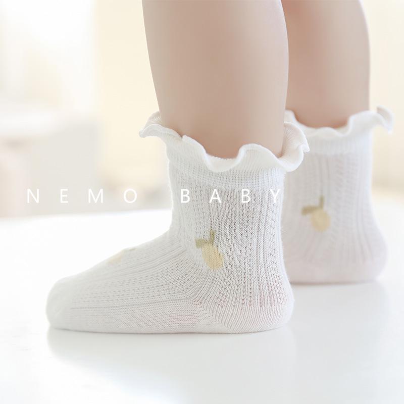 Ultra-Thin Mesh Baby Socks: Breathable and Loose-Fit Mid-Calf Lace Socks for Girls