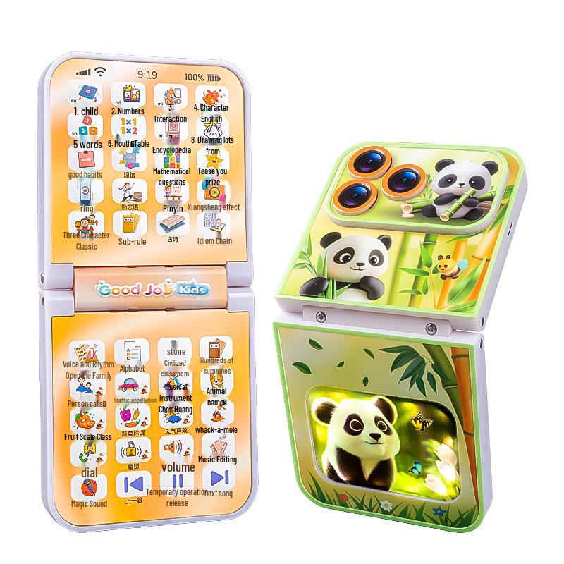 Early Education Foldable Screen Cartoon Phone Toy with 40 Keys: Multifunctional Baby Simulation and Learning Device