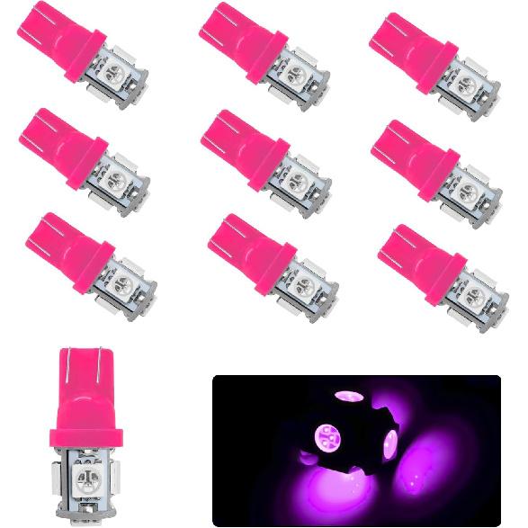 10PCS 194 Car LED Light Bulb, Super Bright T10 5050 5SMD LED Car Interior Light Bulb, 12V 168 T10 2825 Wedge Bulb Replacement for Dashboard Dome Map