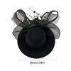 Vintage Bridal Hair Clip with Yarn Decor Top Hat Shape Stage Performances Hairpin Vintage Hair Clip for Taking Photo