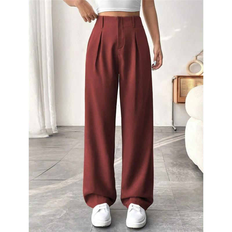 European And American 2025 Commuter High Waisted Loose Fit Trousers Spring Summer Essential Casual Wide Leg Pants For Women