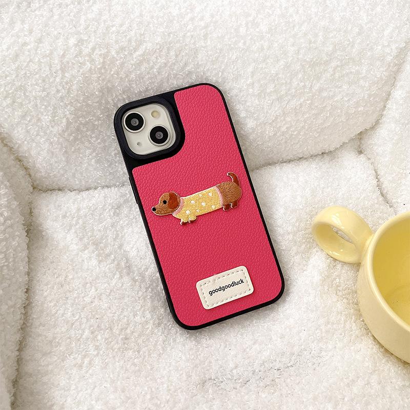 Puppy Leather Mobile Phone Case For Iphone17Promax Silicone Goodluck Apple 16 Women'S Fashion
