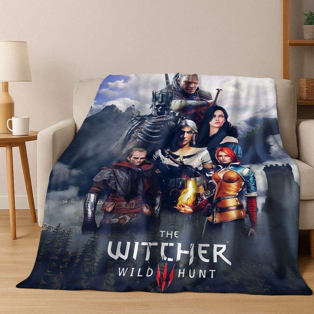 3D The W-Witcher Geralt Games Cartoon Flannel Blanket,Warm and Cozy Soft Throw Blanket for Home Bedroom Bed Sofa Cover Kid Gift