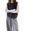 Vestă Tricotată Gri Sleeveless Single-Breasted Chic Coreean pentru Femei
