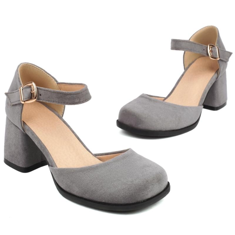 Close Toe Women's Sandals Summer Shoes Outside D'Orsay Pumps Ladies Ankle Strap Elegant Red Gray Party Wedding Shoes Brand