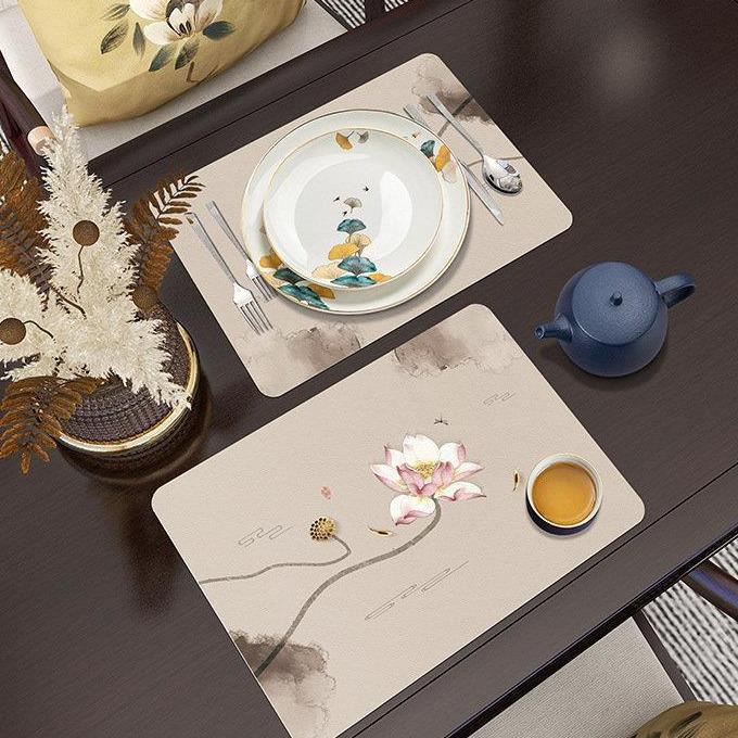 PU Heat Resistant Zen Placemat: Waterproof, Non-slip, Oil-Proof, Easy Clean