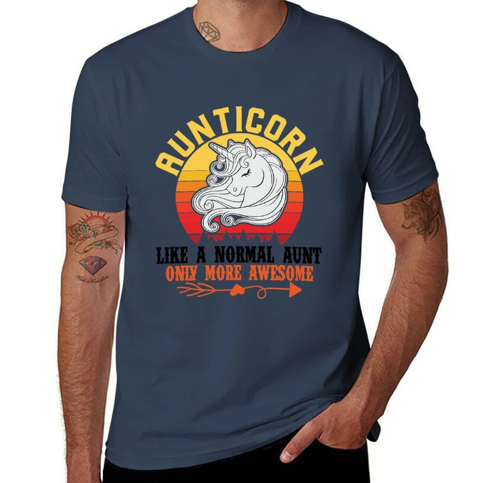 Aunticorn Like a Normal Aunt only More Awesome  Cute Retro Vintage Sunset Girly Unicorn Design Gift Idea For Women TShirt S