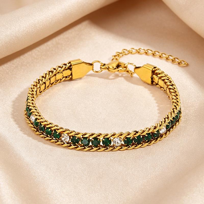 Women's Titanium Steel Multi-color Zircon Bracelet - Luxurious, Versatile, and Fade-resistant
