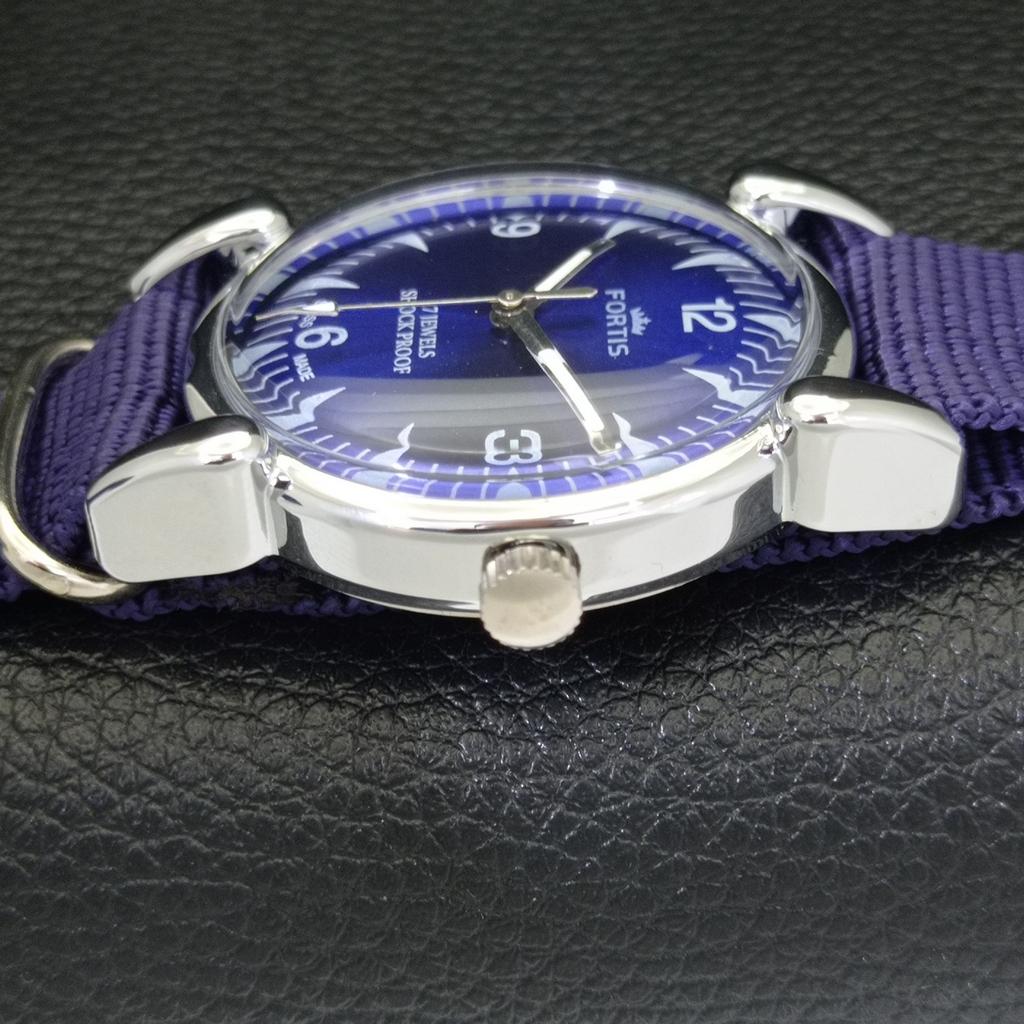 VINTAGE HAND-WINDING SWISS MENS REFURBISHED BLUE COLOR DIAL WATCH A700819-5 R205a-a700819