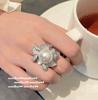 Gioiello di Ghepardo Babilonese Antico Spilla con Perla, Tahiti, Perline Profonde, Zircone a Fiore, Anello