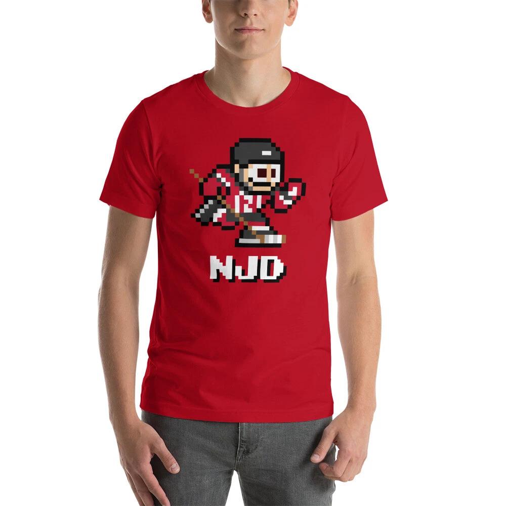New Jersey Devils NJ NES Hockey Team Jersey 8-bit Vintage Nintendo T-Shirt 4XL