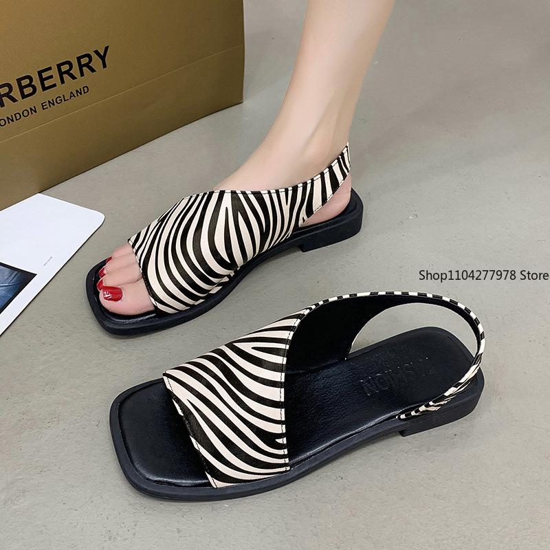 Fashion Hot Sale Women Leopard Sandals Summer Mixed Colors Outdoor Shoes for Women Casual Beach Large Size Wedge Sandals Pumps De Mujer