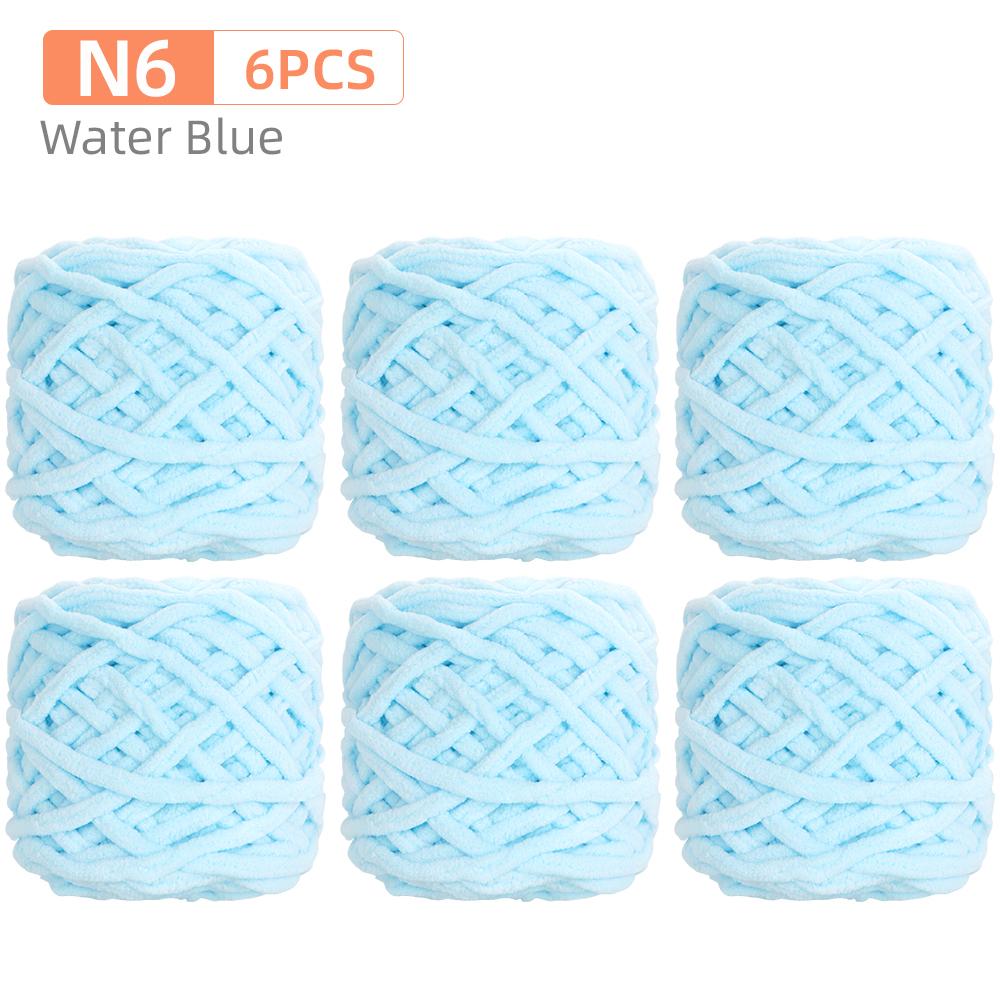 6Rolls DIY Soft Warm Snuggly Chenille Yarn, Velvet Iceland Puffy Yarn, Perfect for Knitting Crochet Sweater, Hat, Scarf, Blanket