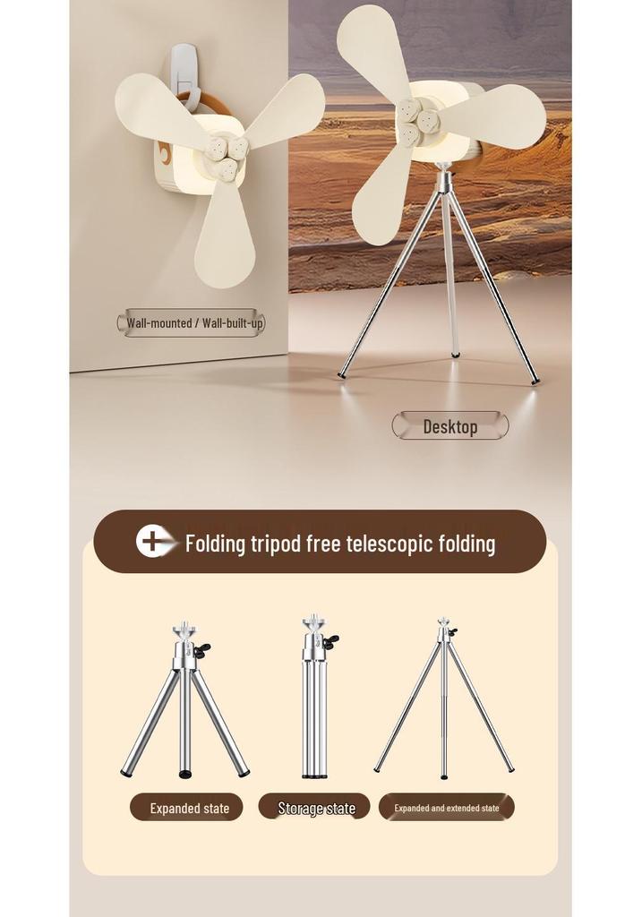 USB Rechargeable Portable Ceiling Fan Light for Dorms, Camping, and Home Use